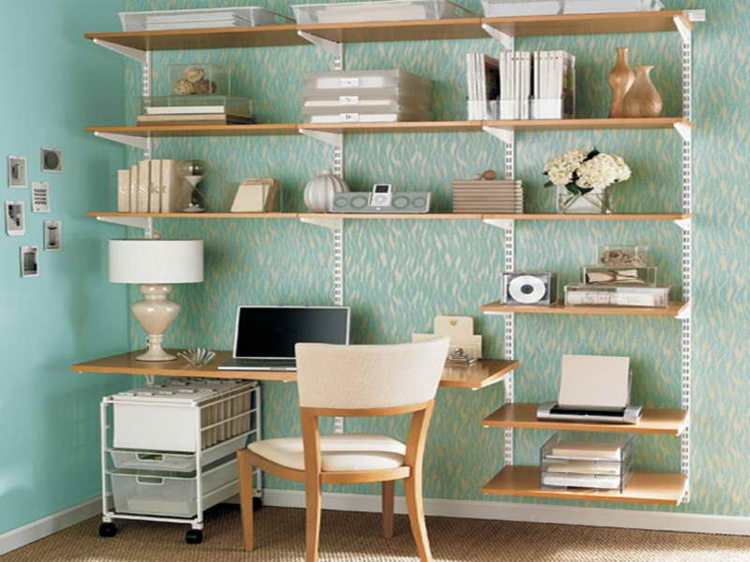 Ikea Regale häusliches Arbeitszimmer gestalten Stauraum Ideen