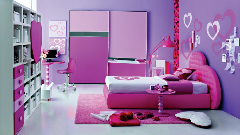 Kinderzimmer Mädchen Farbgestaltung Lila Pink Wandfarbe