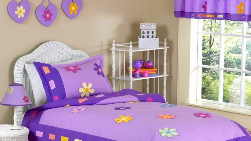 Kinderzimmer gestalten Mädchen Kinderzimmer gestalten Mädchenzimmer lila Kinderbettwäsche