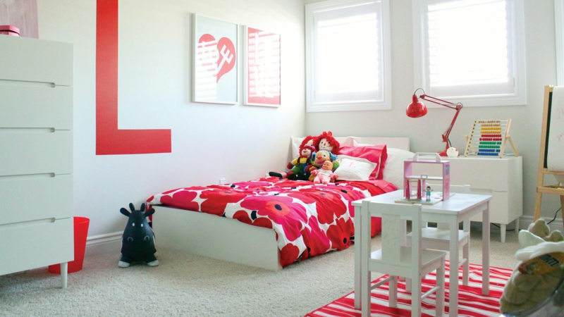 Kinderzimmer gestalten Mädchen Kinderzimmer gestalten Mädchenzimmer weiß rot