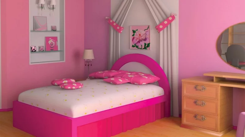 Kinderzimmergestaltung Ideen Mädchenzimmer komplett rosa einrichten