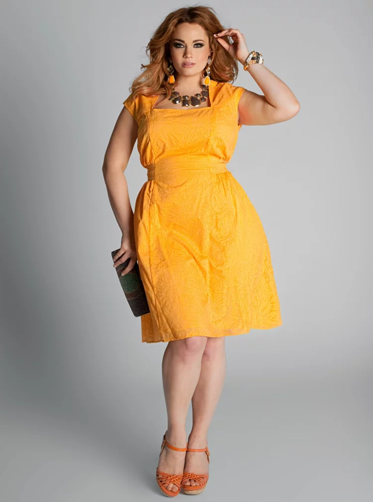 Kleid große Größen gelbes Abendkleider elegantes Outfit