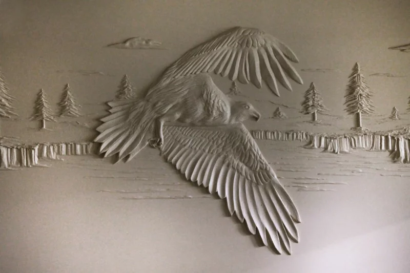 Trockenbauer Bernie Mitchell 3D Wanddeko Ideen Trockenbauwand Adler