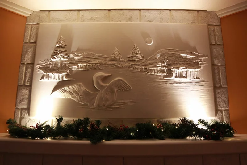 Trockenbauer Bernie Mitchell 3D Wanddeko Ideen Trockenbauwand Kamindeko Weihnachten