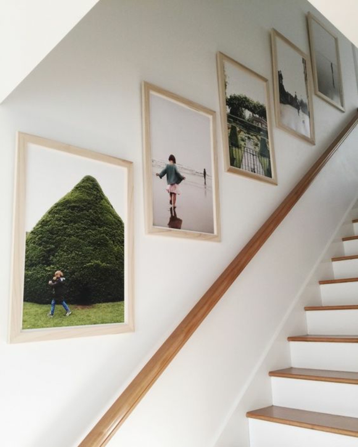 Wandgestaltung-Fotowand-selber-machen-DIY-Projekte-im-Treppenhaus