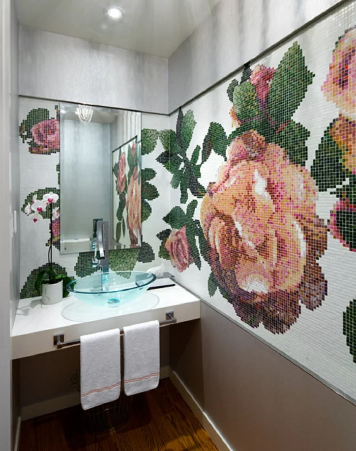 badefliesen mosaik cooles muster floral badideen