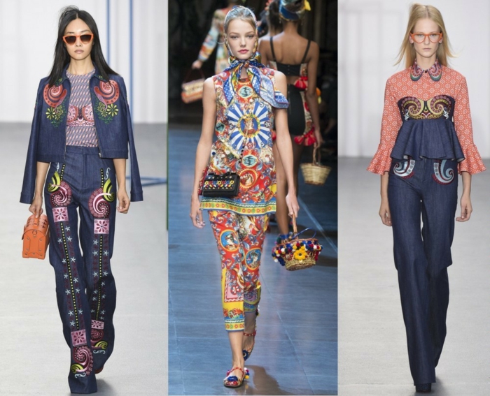 business anzüge damen 2016 fashion catwalk frauenmode tendenzen jeans optik bunte muster