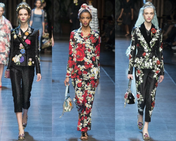 business anzüge damen catwalk blumenmuster hosen sakkos haute couture 2016 tendenz n
