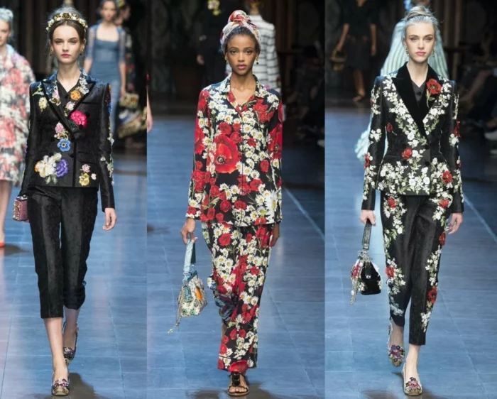 business anzüge damen catwalk blumenmuster hosen sakkos haute couture 2016 tendenz n