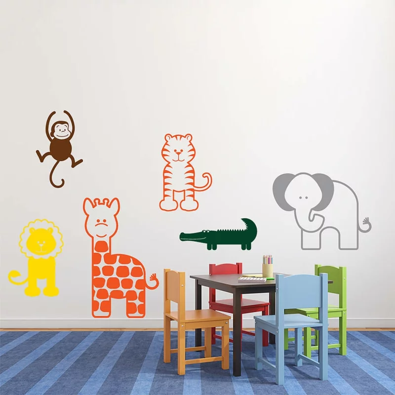 coole Wandtattoos Kinderzimmer farbige Tiere Wandtatoos