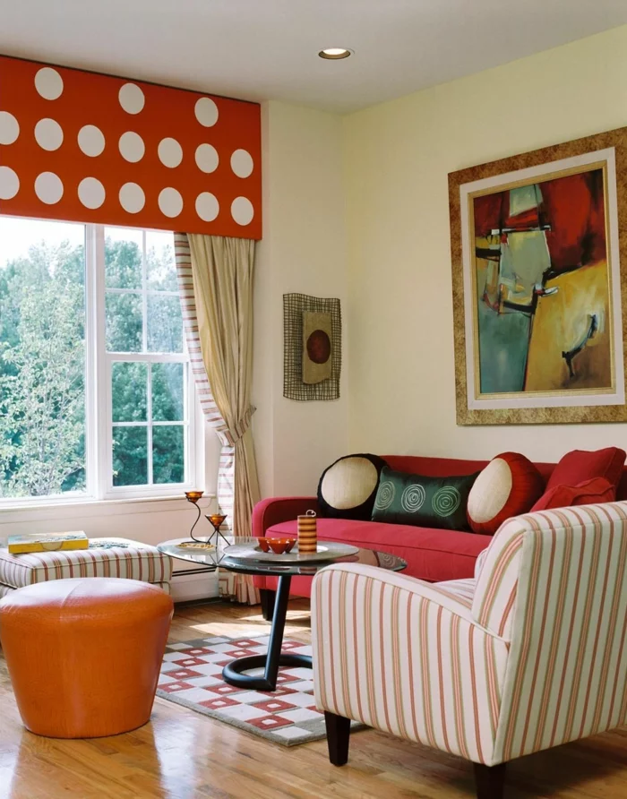 deko ideen wohnzimmer farbiges interieur kleiner raum streifen