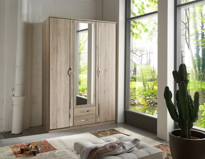 design kleiderschrank holz wohnideen schlafzimmer möbel spiegel