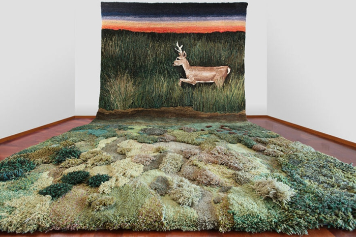designer teppich indoor garten natur wiese rehbock teppichläufer
