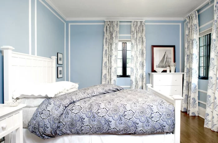 farbgestaltung schlafzimmer wandgestaltung wanddesign babyblau