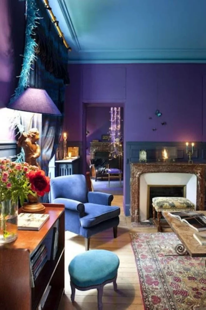 farbgestaltung wohnideen farbkreis panton farbkreis raumgestaltung blau lila 