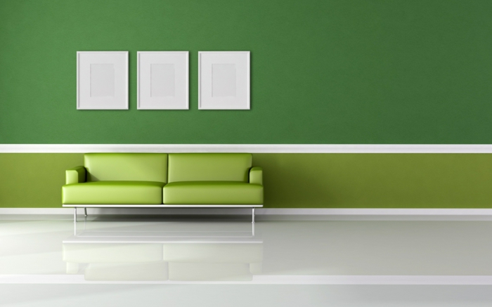 farbgestaltung wohnzimmer wandgestaltung wanddesign grüne hell dunkel