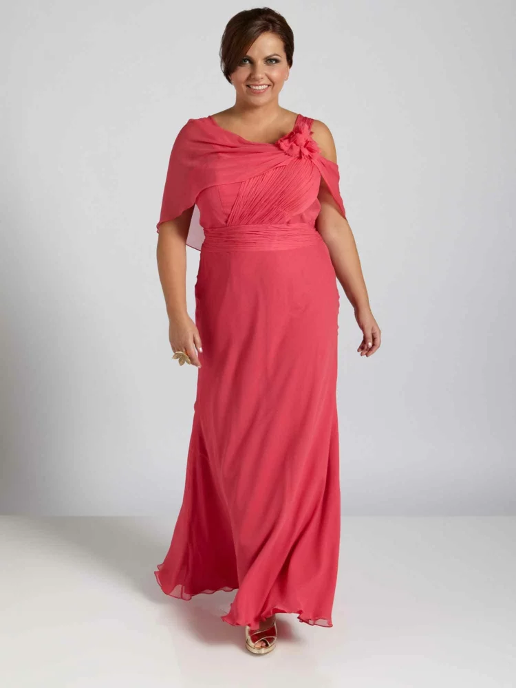 festliche Abendkleider große Größen rosa Kleid maxi schicker Look