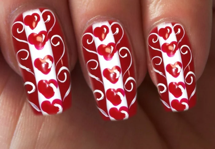 fingernägel design nagellack gelmodellage gelnägel valentinstag herzen