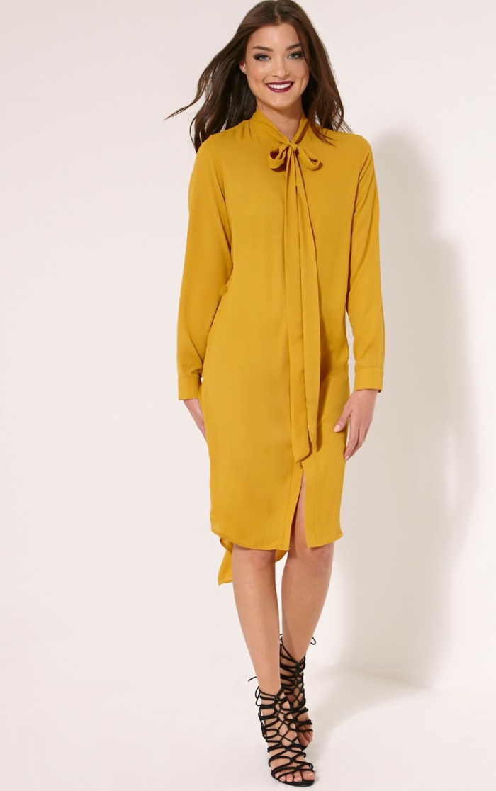 gelbes kleid ideen mittellang frauenmode kleider trends