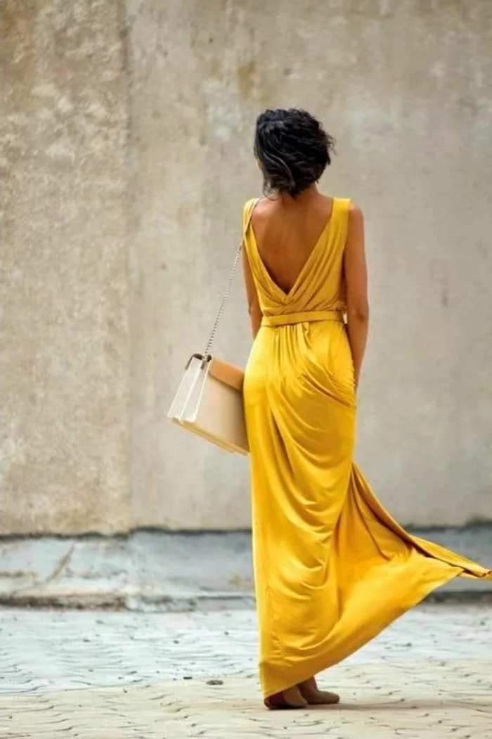 kleid gelb lang elegant kleider trends frauenmode