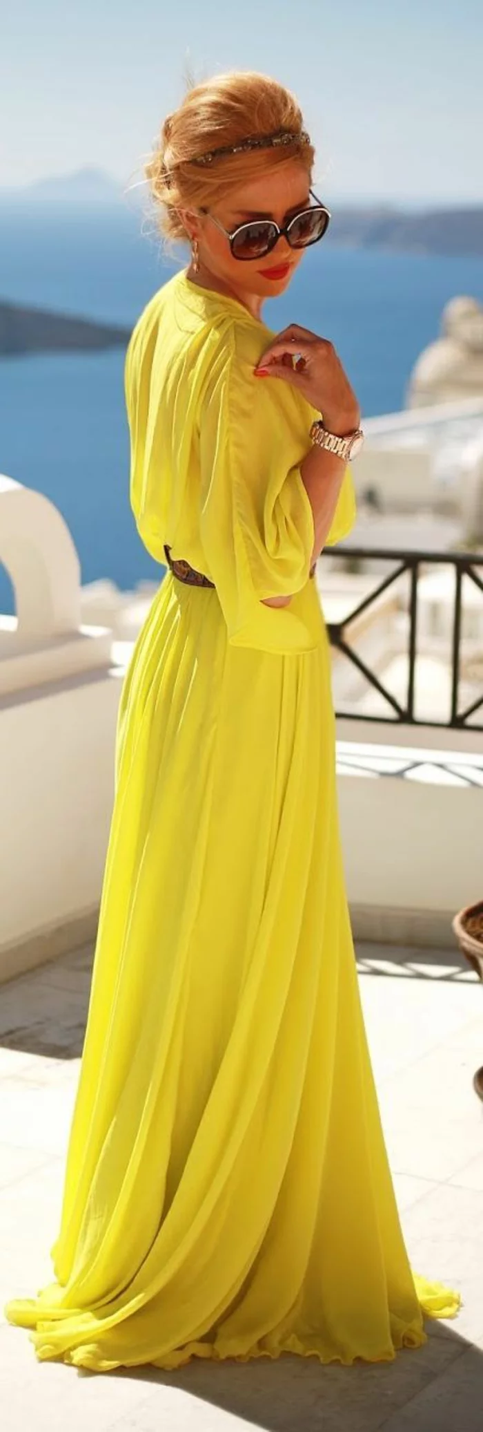kleid gelb lang frauen modetrends lifestyle