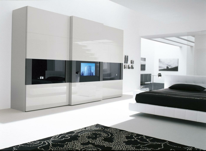 kleiderschrank design ideen weiße schwarz wohnideen schlafzimmer