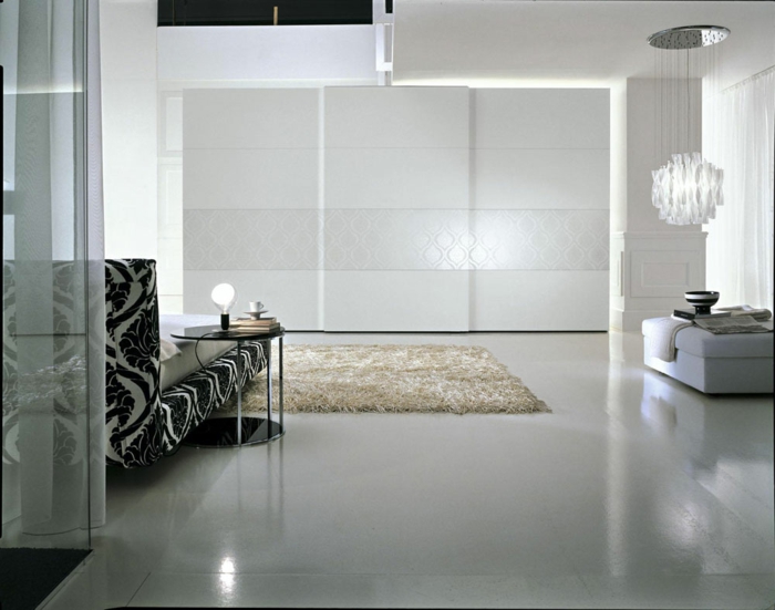 kleiderschrank design weiß stilvoll weißer boden wohnideen schlafzimmer