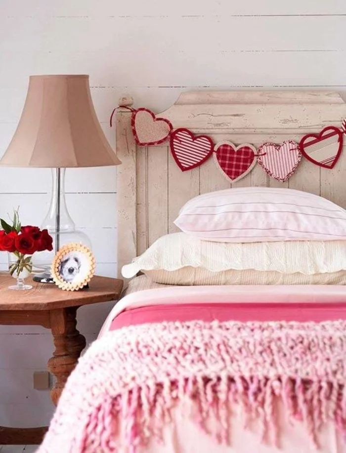 kreative bastelideen schlafzimmer dekoideen rosa akzente