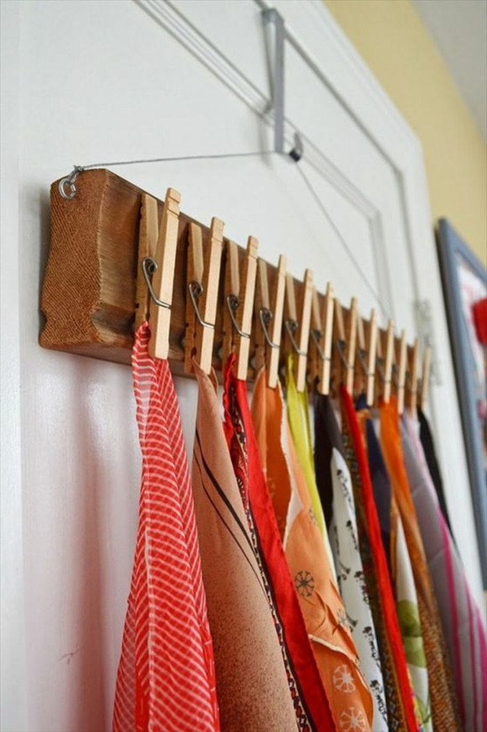 kreative bastelideen wäscheklammern tücher aufhängen