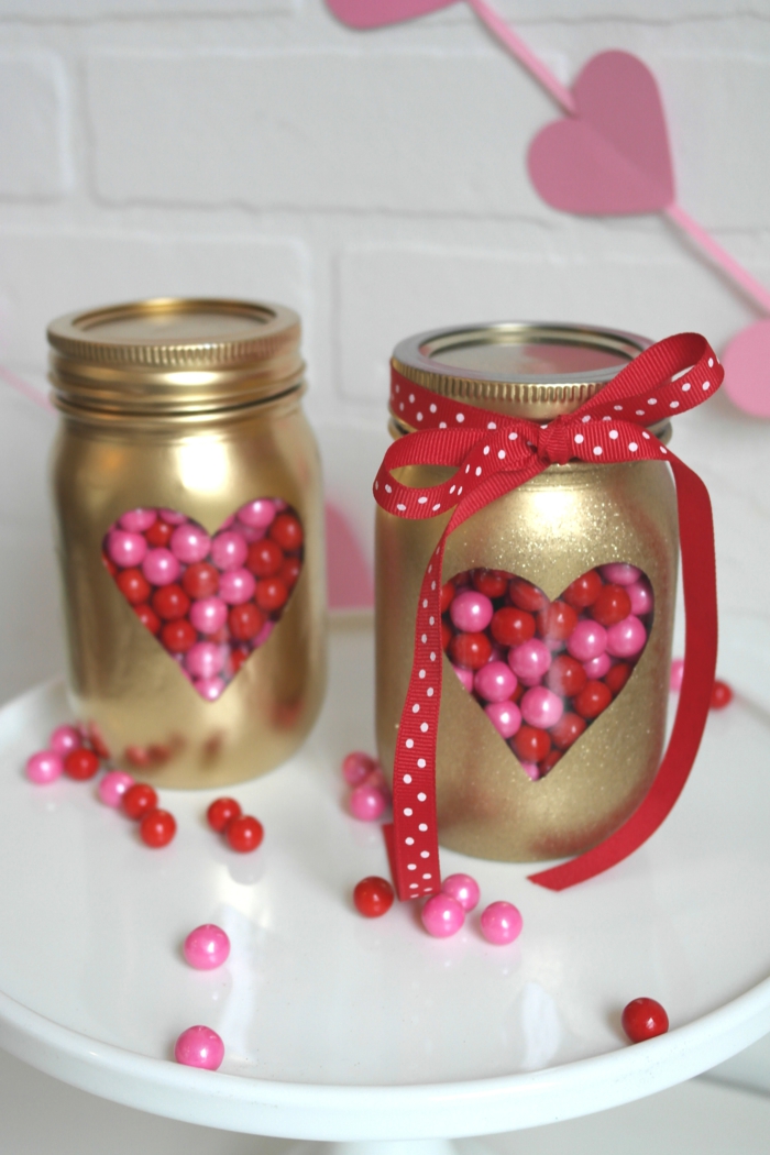 kreatives basteln einmachgläser gold geschenkideen valentinstag diy ideen