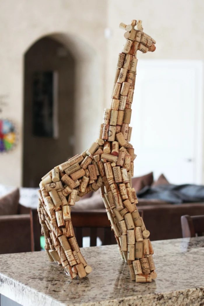 kreatives basteln kork figur giraffe