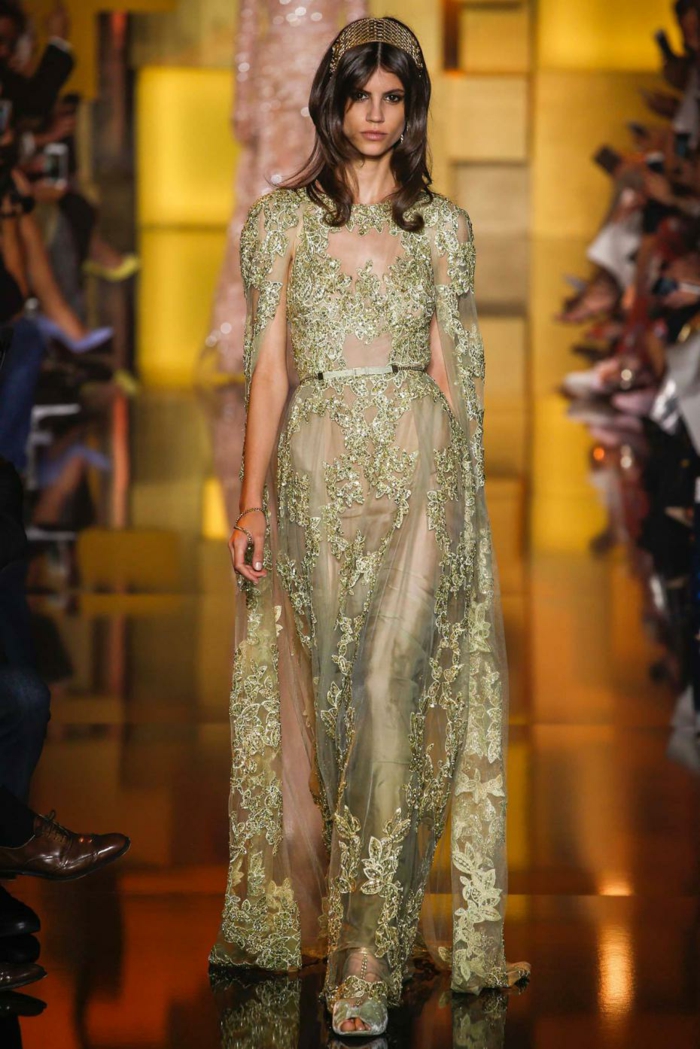 lange kleider cocktail kleid elegante abendkleider gold stickereien tüll 2016 trend haute couture elie saab