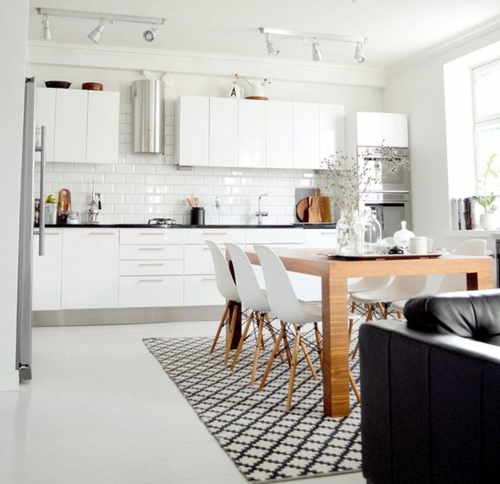 offene Küche Ideen Küchenbilder weiße Küche mit Essbereich