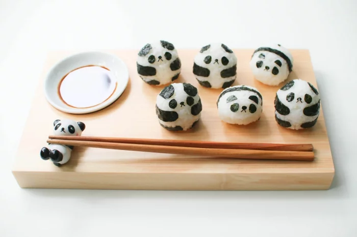 snack ideen panda sushi japanische food art