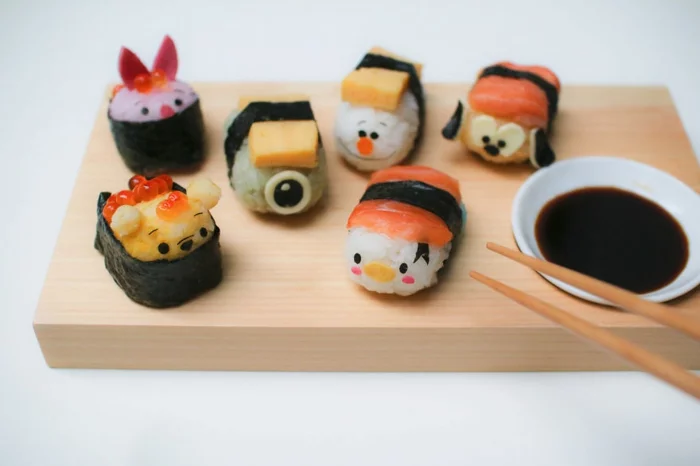 snack ideen sushi rezepte tsum tsum disney zeichentrickfilm charaktere