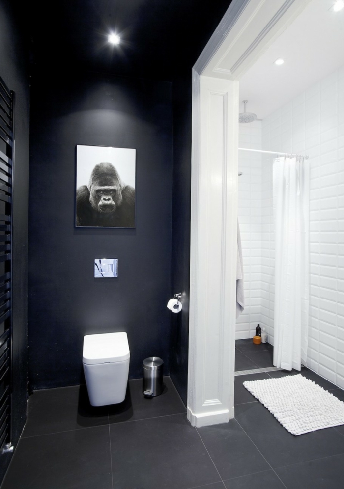 wandfarbe schwarz badezimmer einrichten schwarz weiß dekoideen