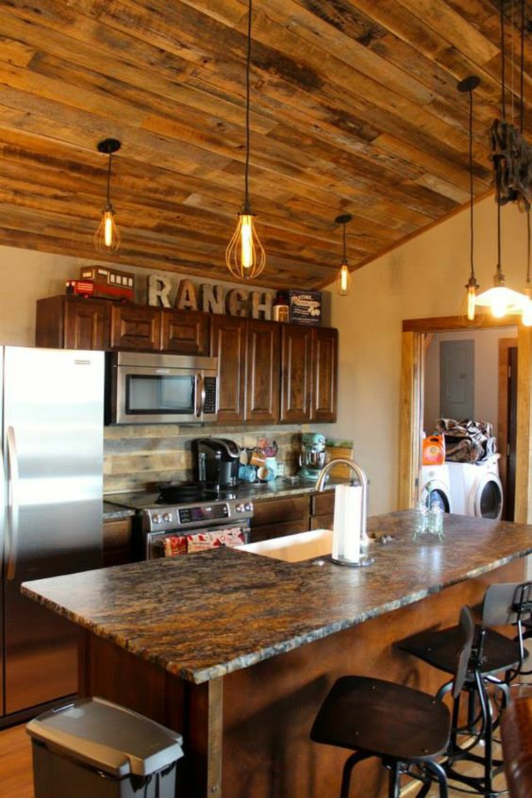 Granitarbeitsplatten Vorteile rustikale Küchengestaltung Ideen Kücheninsel