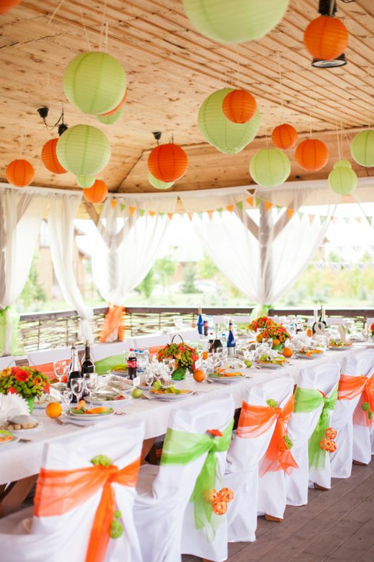 Hochzeitsfeier Ideen Hochzeitsdekoration grün orange