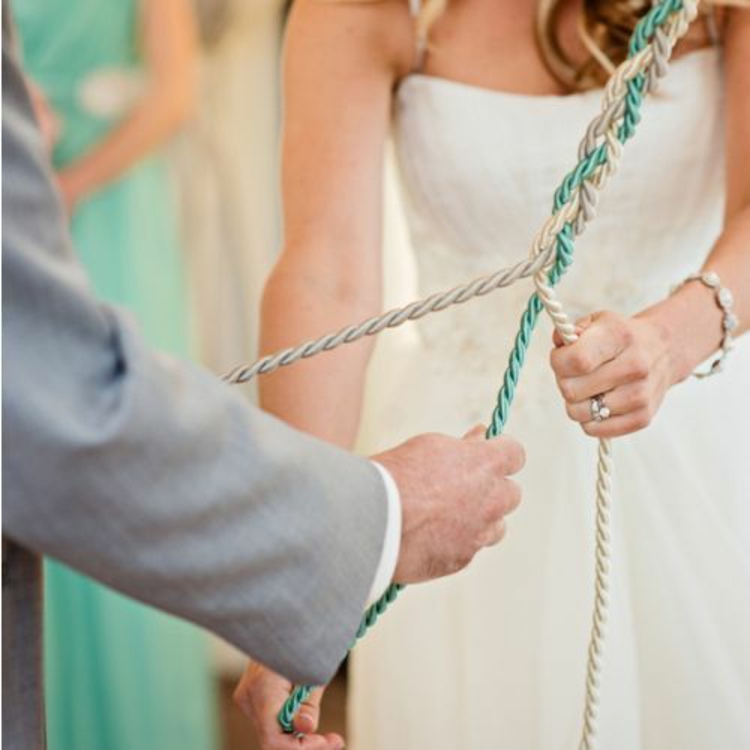 Hochzeitsfeier mintgrüner Seil flechten Traditionen Hochzeitsdeko selber machen