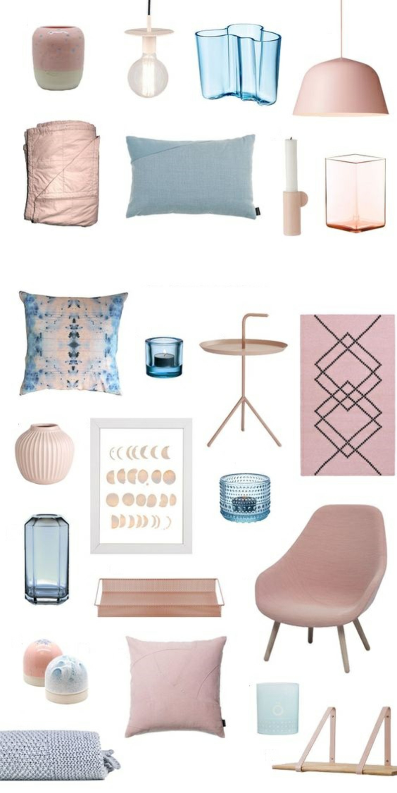 Inneneinrichtung planen Möbel Trendfarben Rosa Blau