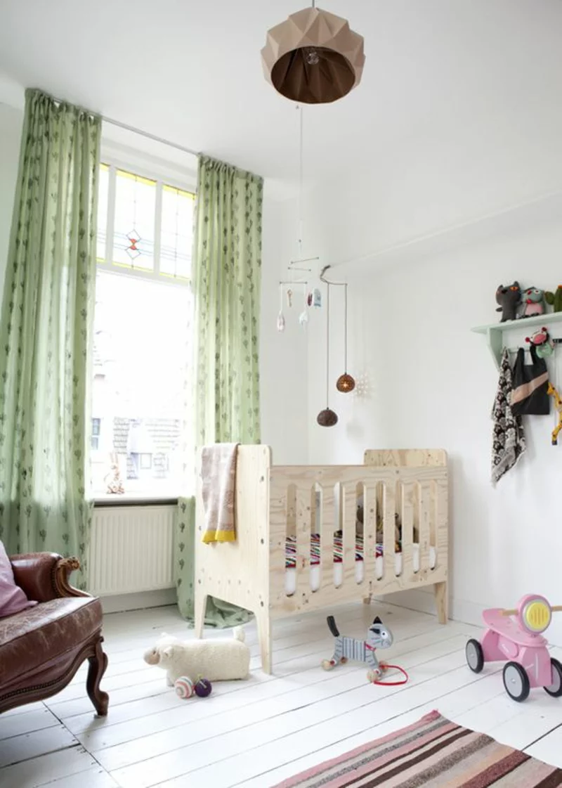 Kindergardinen Babyzimmer gestalten Gardinenideen Farben grün