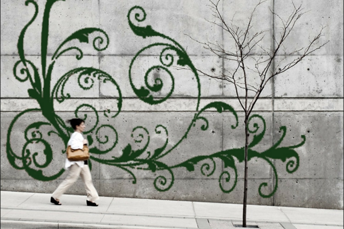Moos Graffiti streetart künstler ornament wand strasse passant