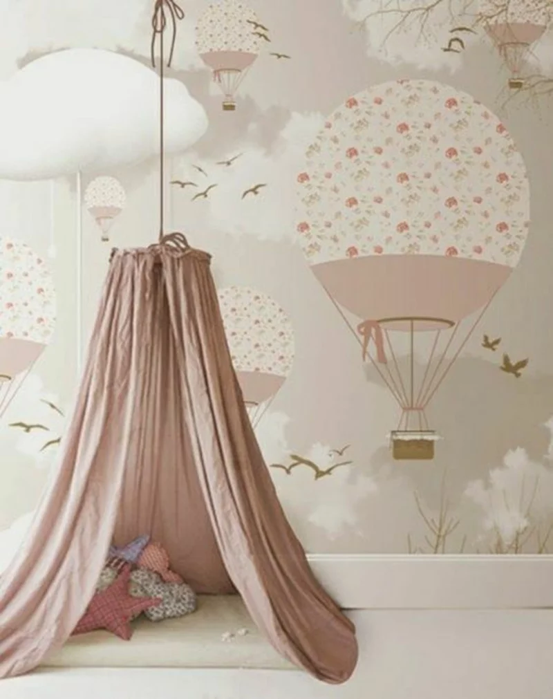 Mustertapeten Gasballon rosa Tapeten für Kinderzimmer Mädchen