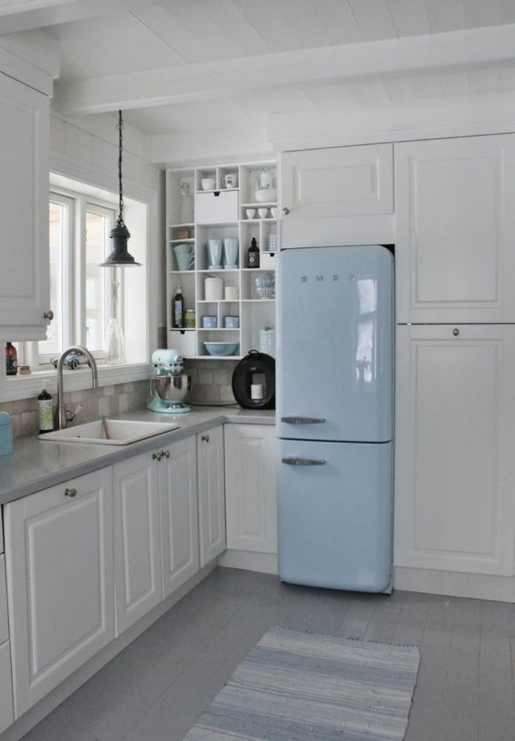 Retro Kühlschrank smeg hellblau Küchengestaltung Ideen