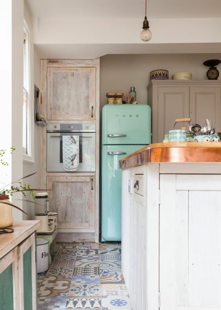 Retro Kühlschrank smeg mintgrün Küchengestaltung Ideen
