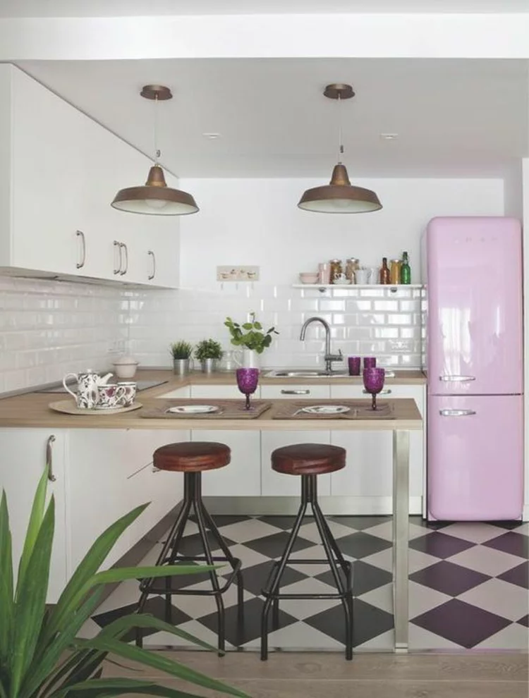 Retro Kühlschrank smeg rosa Küchengestaltung Ideen