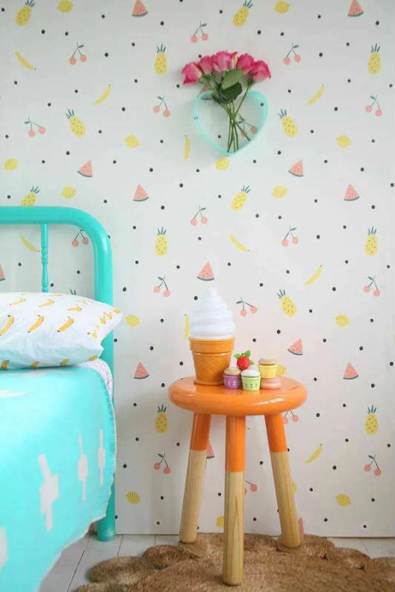 Tapeten Kinderzimmer Mustertapeten Sommerfrüchte in Pastellfarben