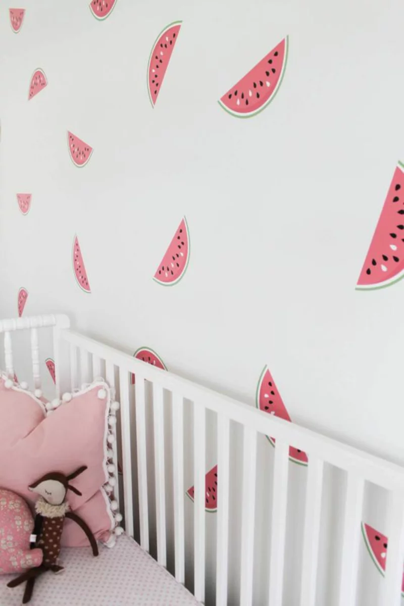 Tapeten Kinderzimmer Wassermelonen Muster pink Babyzimmer