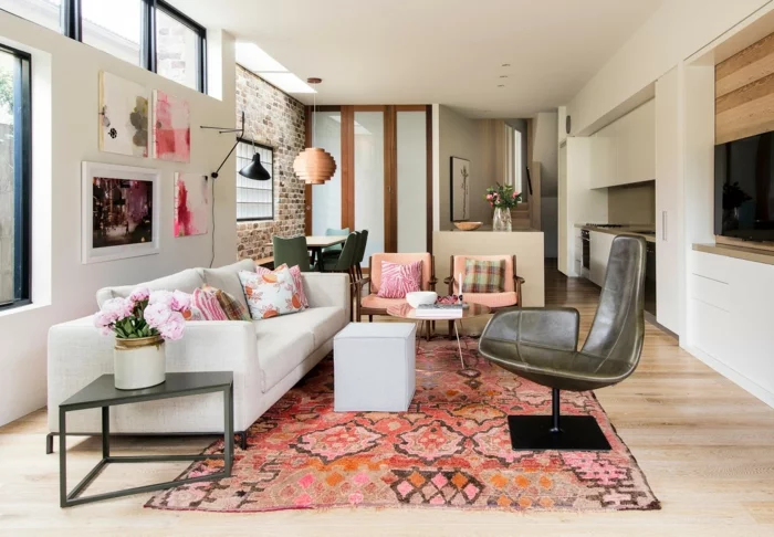 innendesign ideen pastellnuancen retro elemente wohnzimmer einrichten