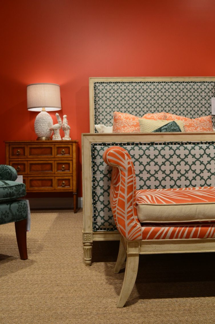 innendesign wandfarbe auswählen orange nuancen schlafzimmer